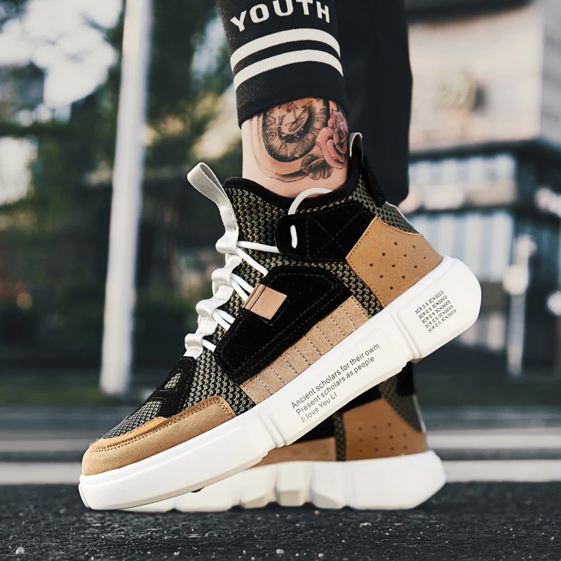 Высокие спортивные кроссовки для бега Мужские дышащие из натуральной кожи