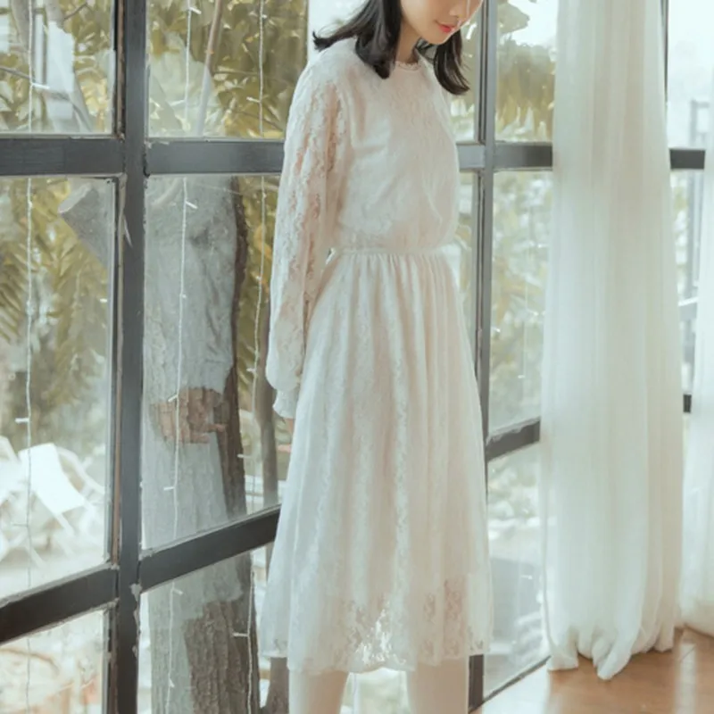 Kymakutu элегантный Кружево платье линия Твердые Vestidos Mujer o Средства ухода за кожей
