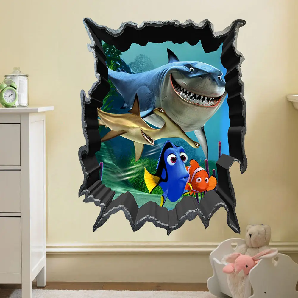 3D художественные настенные наклейки в виде поисков Немо Брюса рыба плоскодонка
