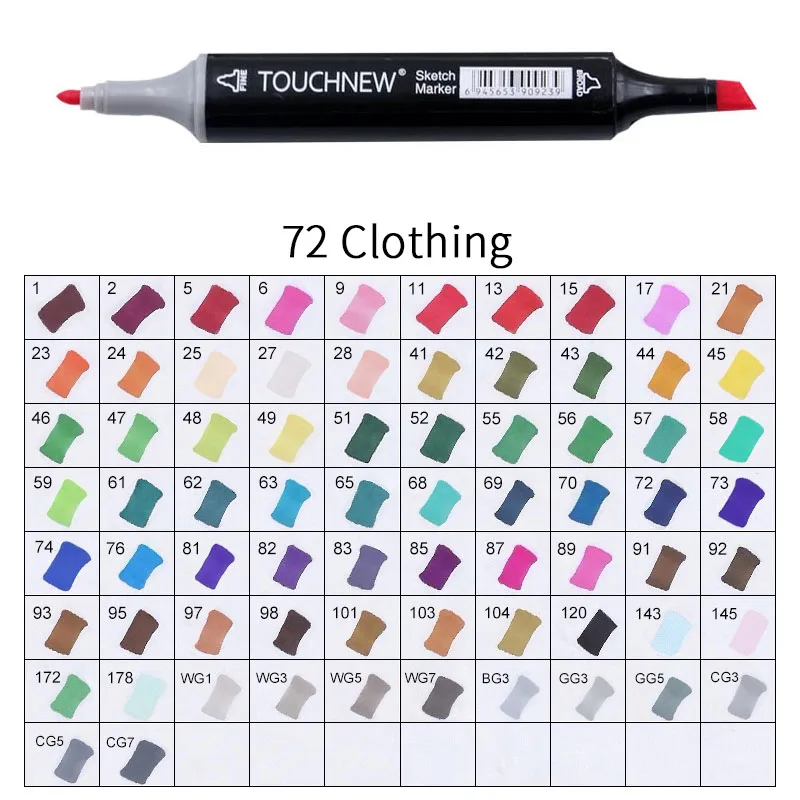 black 72 Clothing Touchnew Набор цветных копировальных маркеров спиртовые ручки, маркеры для рисования товары для рукоделия кисть манга для рисования акриловый дизайнерский набор ручек для студентов - Цвет: black 72 Clothing
