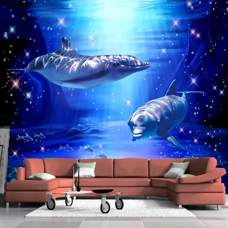 

Фотообои на заказ с изображением дельфина подводного мира для гостиной, фона для телевизора, обои для детской комнаты