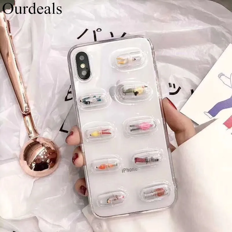 Милый 3D чехол для телефона с таблетками для huawei P20 P20Pro P20Lite, чехол, прозрачная задняя крышка, чехол для iphone 6, 7, 8 plus, XS, 11, 11pro max