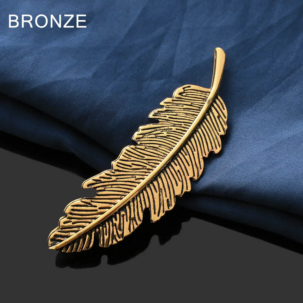bronze Женская мода металлическая форма листа заколка для волос заколка Цвет Перо Когти для волос женские аксессуары для укладки волос инструменты - Цвет: bronze