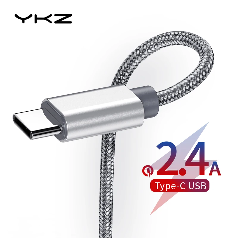 Кабель YKZ USB Type C для usb устройств 2 4 A провод быстрой зарядки c зарядный шнур
