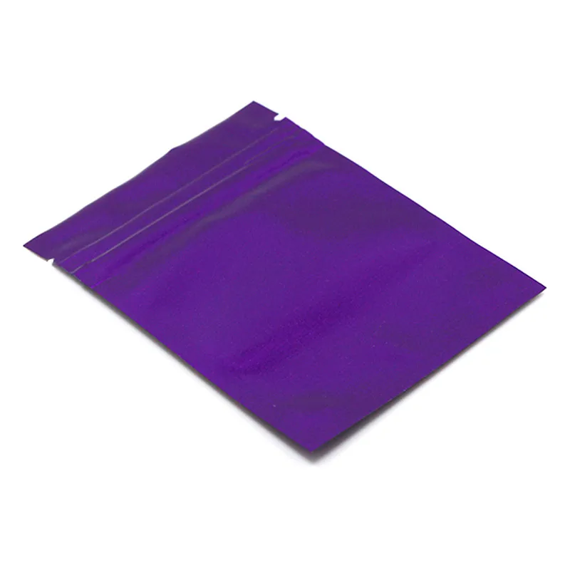 Purple 100 шт./лот, 7,5x10 см, различные цвета, застежка-молния, Самоуплотняющаяся алюминиевая фольга, Упаковочная Сумка, майларовая, для хранения продуктов питания, многоразовая, праздничная сумка - Цвет: Purple