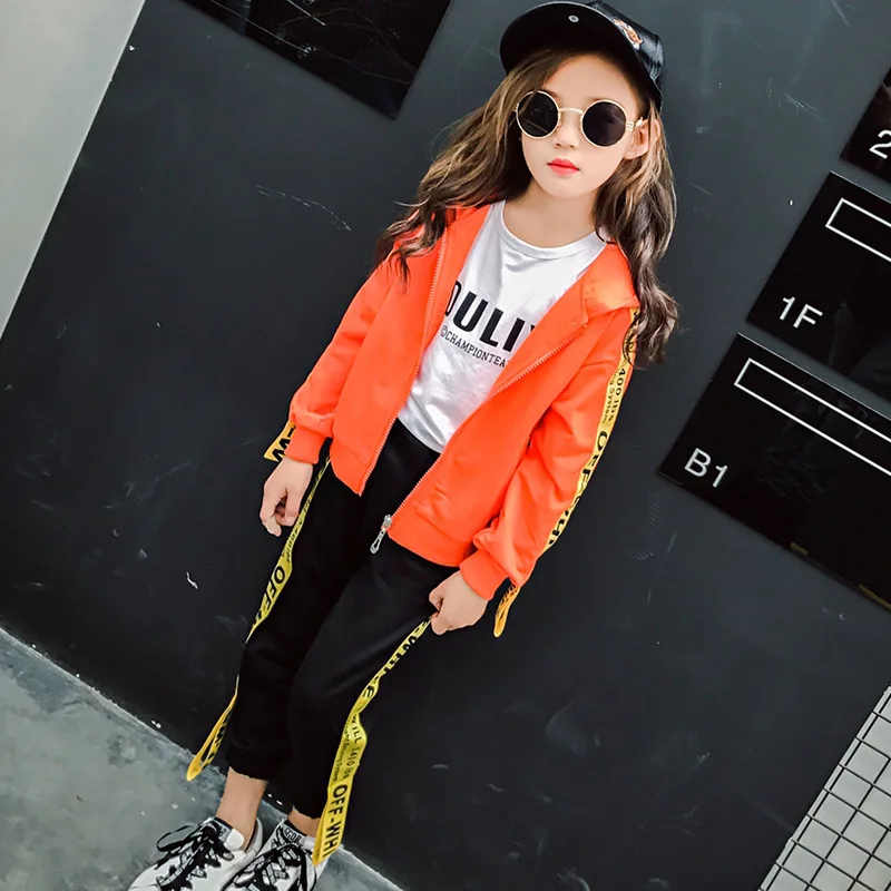 От 4 до 13 лет спортивный костюм для девочек осенняя одежда комплект 2017 шаровары с