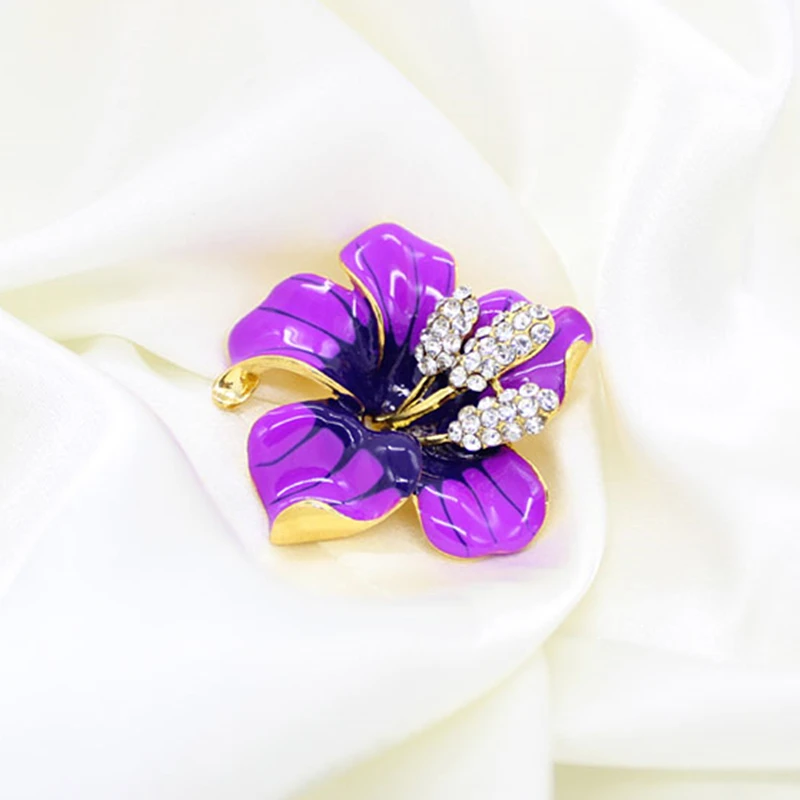 Хит продаж фиолетовые цветочные броши горная хрусталя Цветочная лепестковая