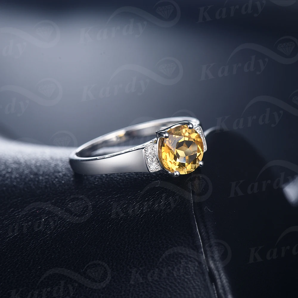 Уникальное винтажное подлинное натуральное цитрин для женщин 14K белое золото