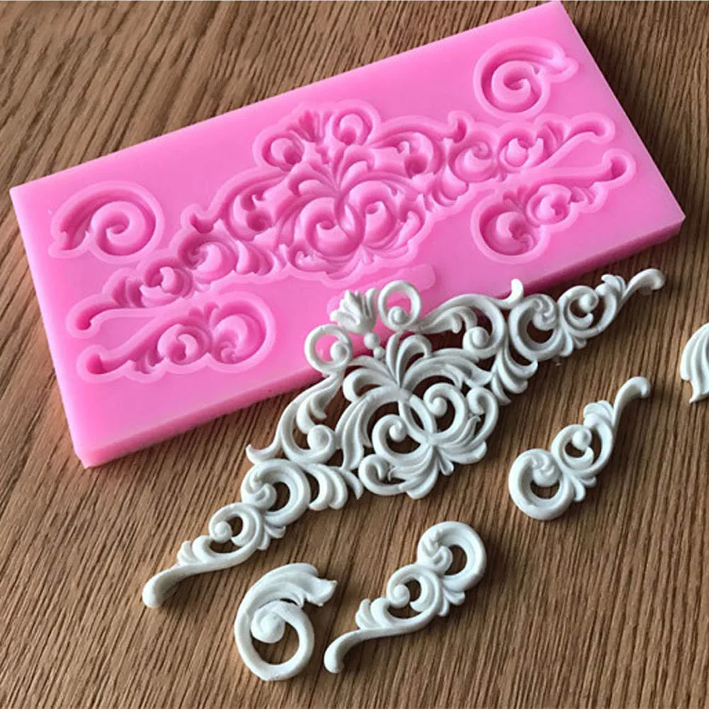 DIY кружева шаблон лоза границы силиконовые формы украшения торта инструменты