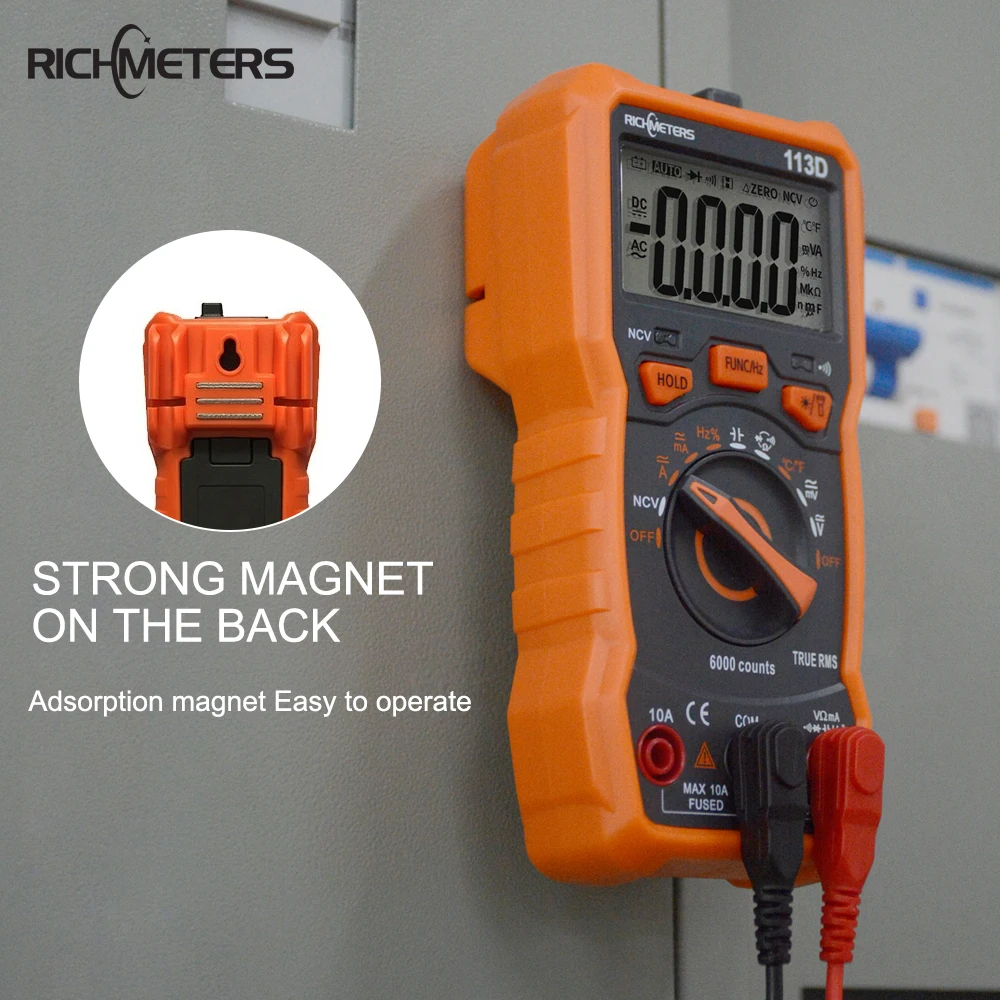 RICHMETERS RM113D бесконтактная проверка напряжения переменного Цифровой мультиметр 6000