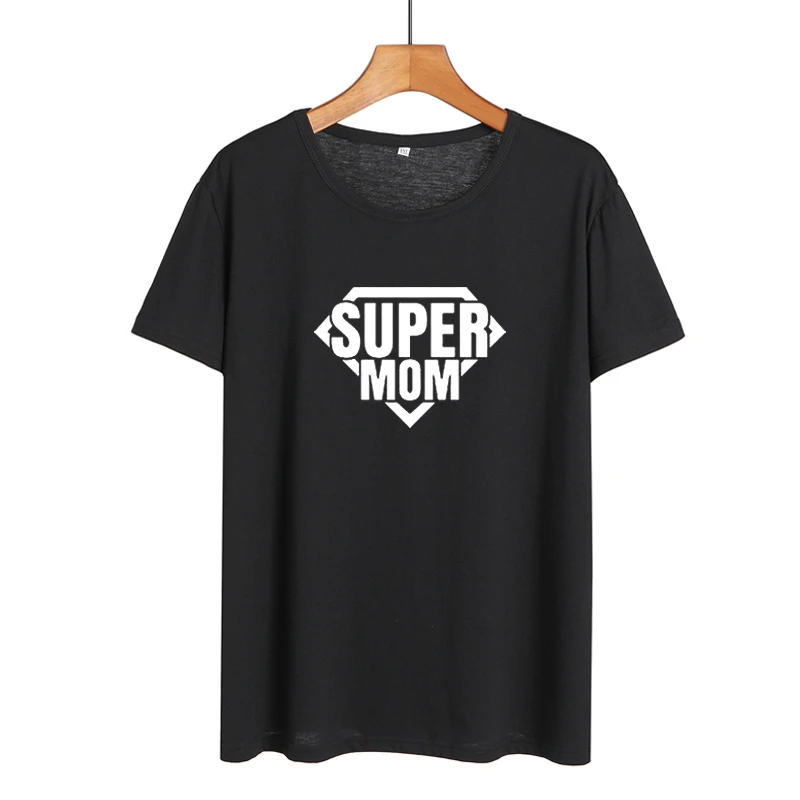 Футболка с надписью Super Mom хлопковая для женщин на лето 2019|Футболки| |