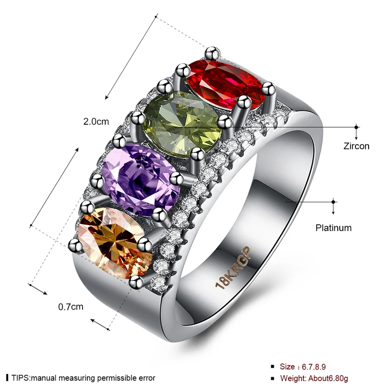 Обручальное кольцо Модные ювелирные изделия лаборатория многоцветный