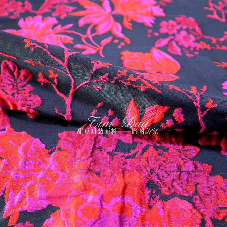

140cm wide high-end jacquard fabric big three-dimensional flowers jacquard spring and autumn and winter weave dress clothing