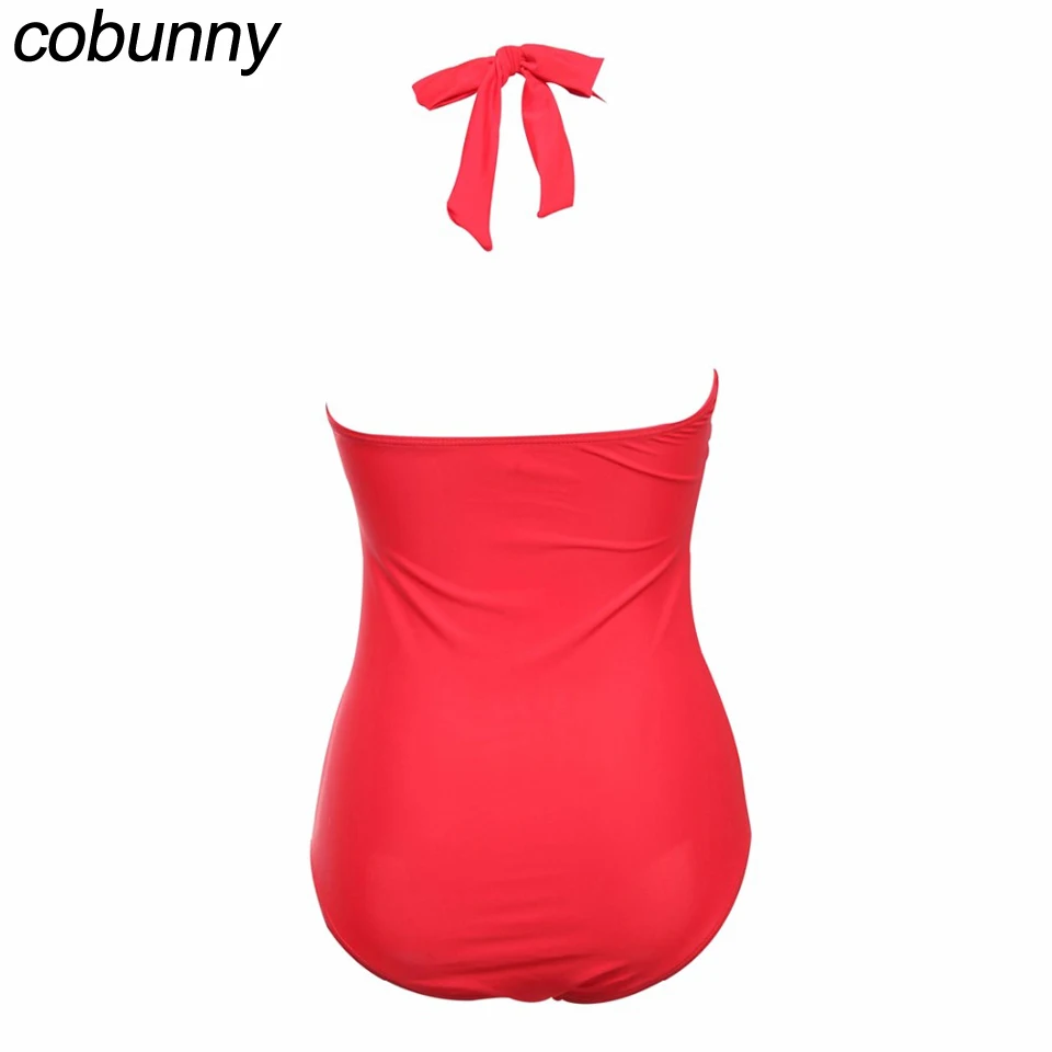 Cobunny Push Up Одна деталь Купальник Холтер Для женщин купальники синий строка плюс