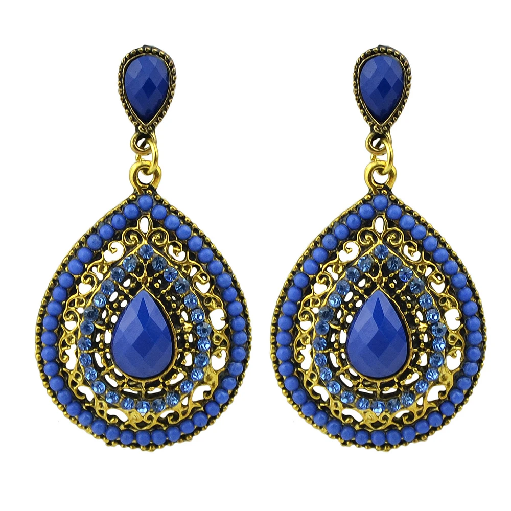 Этническая Стиль разноцветными стразами и Бусины воды Висячие серьги для Для