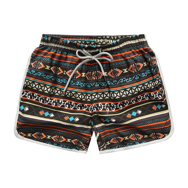 Brown Swimming Shorts Women Print Drawstring Loose Quick Drying Short Pants Swimwear Surfing Swim Trunks sportswear& accessorie - Цвет: Brown