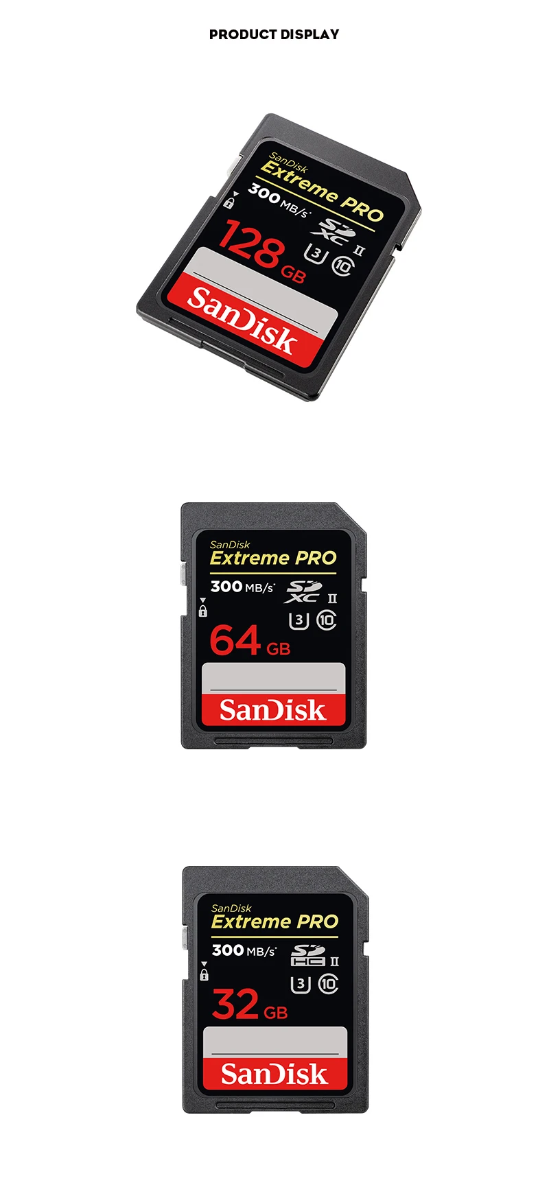 SanDisk Extreme Pro sd-карта 32 Гб 64 Гб 128 ГБ высокоскоростная UHS-II-камера U3 карта памяти до 300 МБ/с./с флеш-карта для 4K видео
