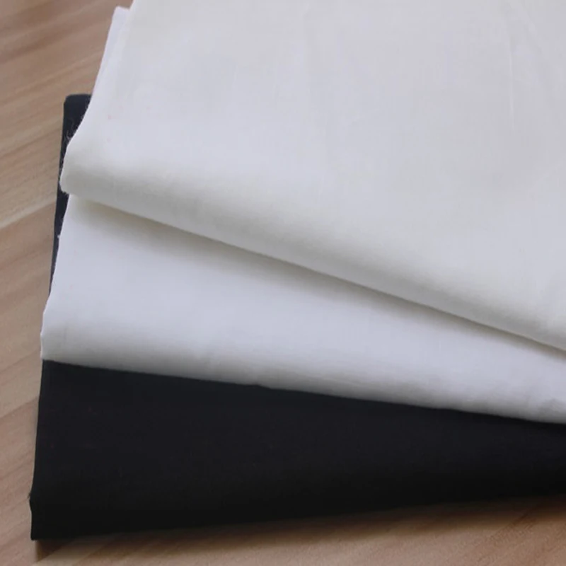 Красивая Белая белая черная ткань из 100% хлопка 50x160 см для шитья DIY футболка одежда