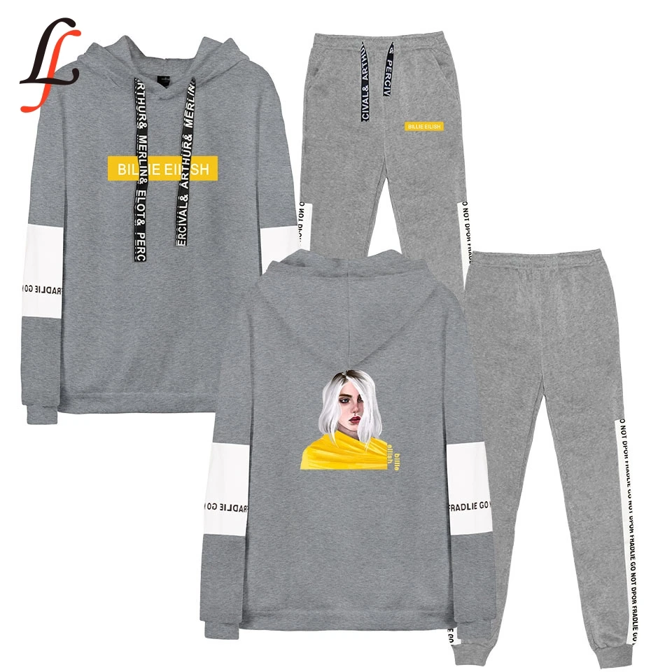 Billie Eilish комплект из 2 предметов женские толстовки в стиле хип хоп Harajuku унисекс