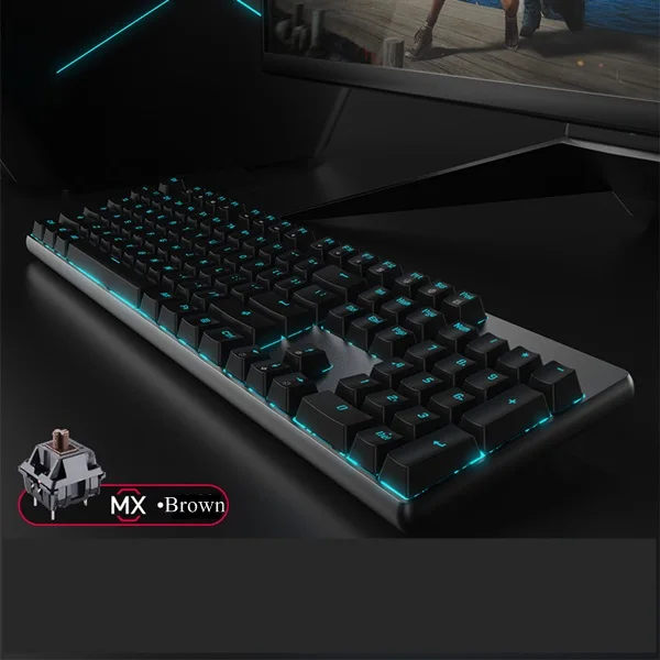 Новое поступление RK601/602 Mitch Rabbit эргономичная USB Проводная Механическая клавиатура с антипривидением оригинальная ось вишни, корпус из алюминиевого сплава - Цвет: 104 Key MX Brown