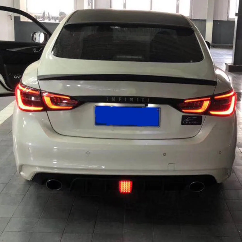 

abs Rear Trunk diffuser with led Black spoiler For Infiniti q50 2018 -up