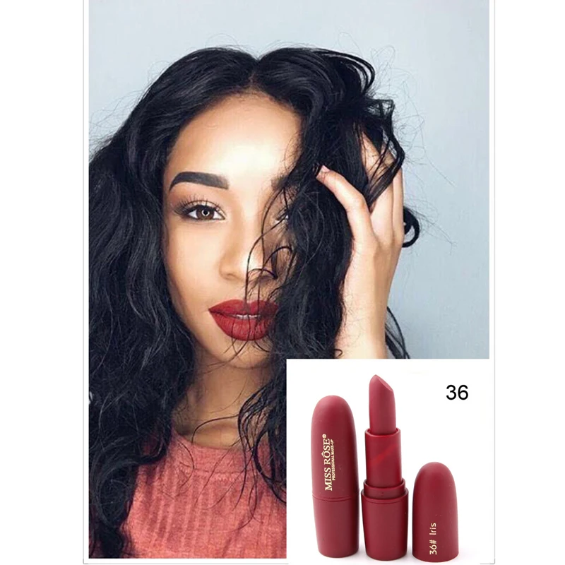 Новая матовая водостойкая помада MISS ROSE 18 цветов сексуальные красные и коричневые