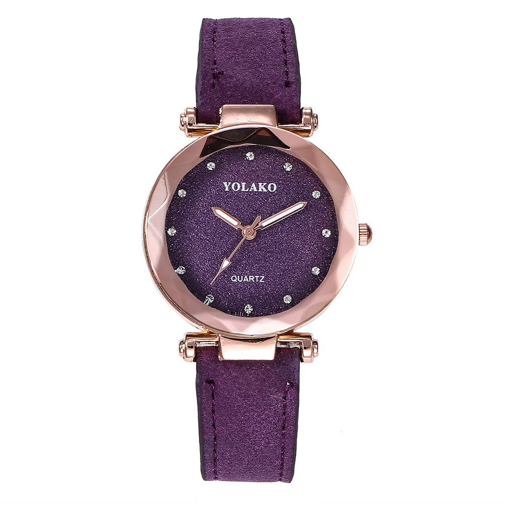 #5001YOLAKO Women's Casual Quartz Leather Band Starry Sky Watch Analog Wrist reloj mujer New Freeshipping Hot Sales | Наручные часы