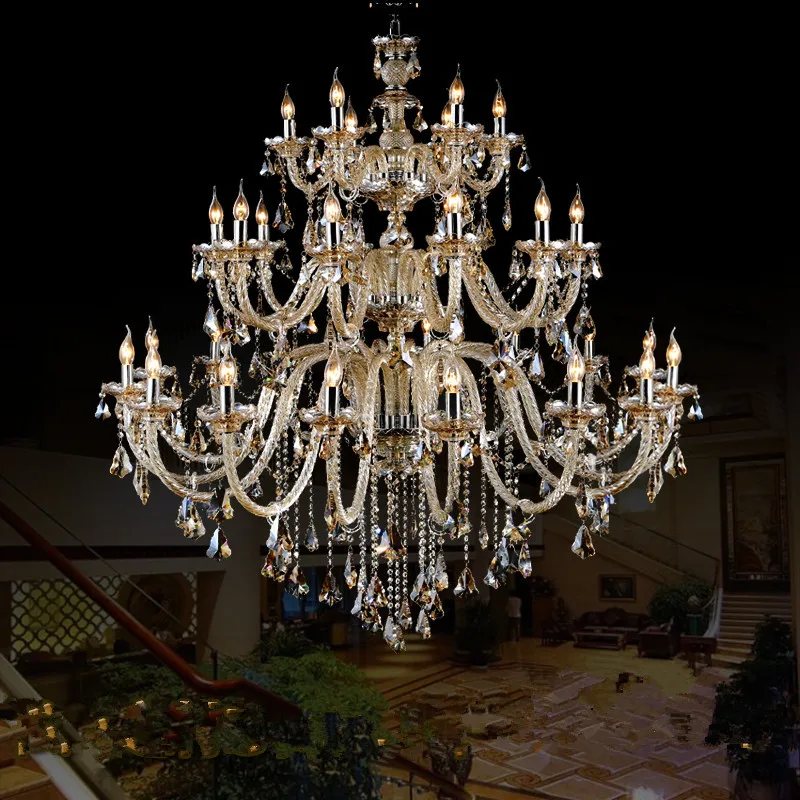 Огромные хрустальные люстры плюс церковная люстра Хрустальное освещение вилла