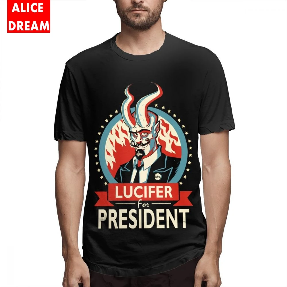 Lucifer For President футболка для мужчин хорошее качество Camiseta чистый хлопок S-6XL большой