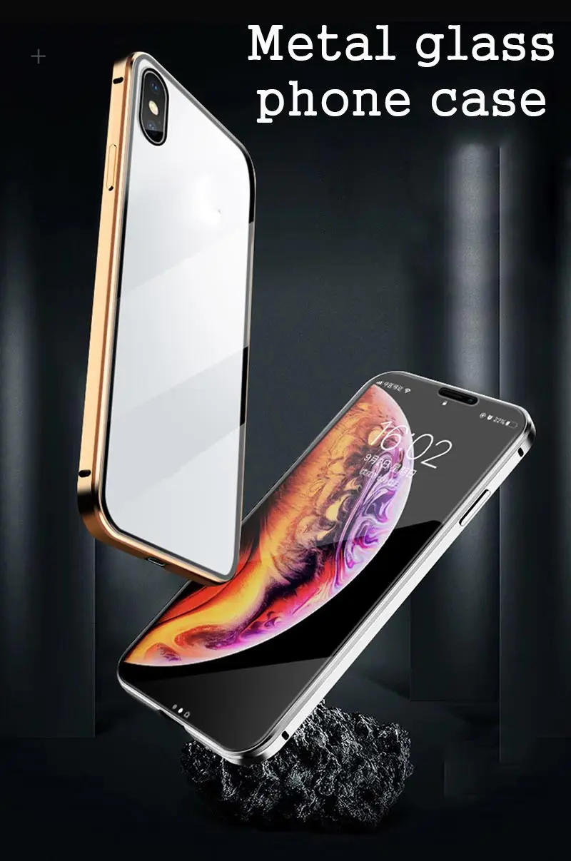 Suntaiho Магнитный чехол для iPhone XS Max Case XR двойной закаленный стеклянный магнит Адсорбция чехол для iPhone 7 Plus стеклянная крышка бампер