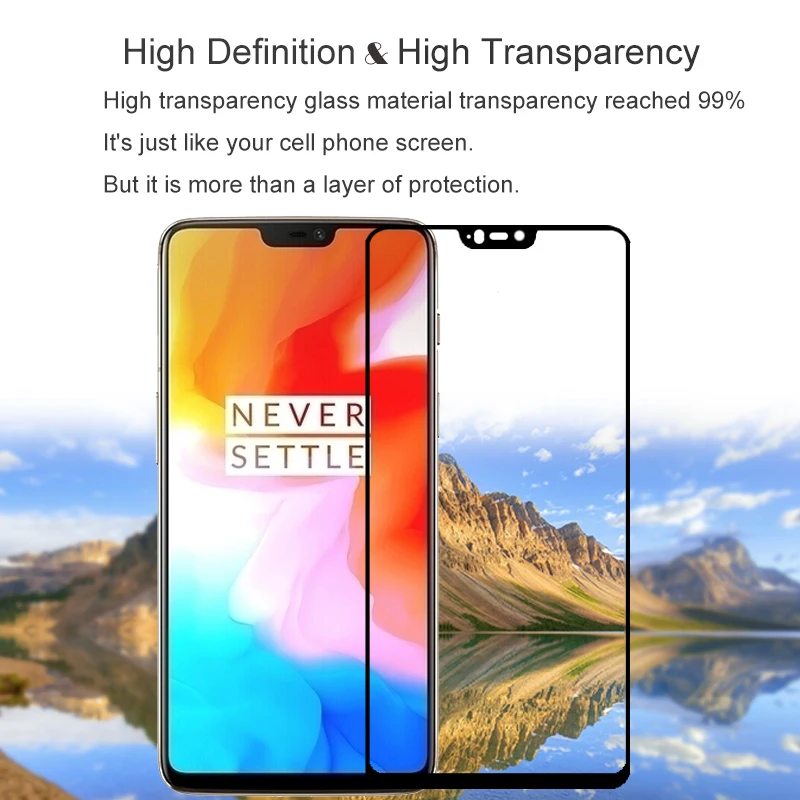 2 шт. 100% оригинальное закаленное стекло с полным покрытием для OnePlus 6 28 дюйма
