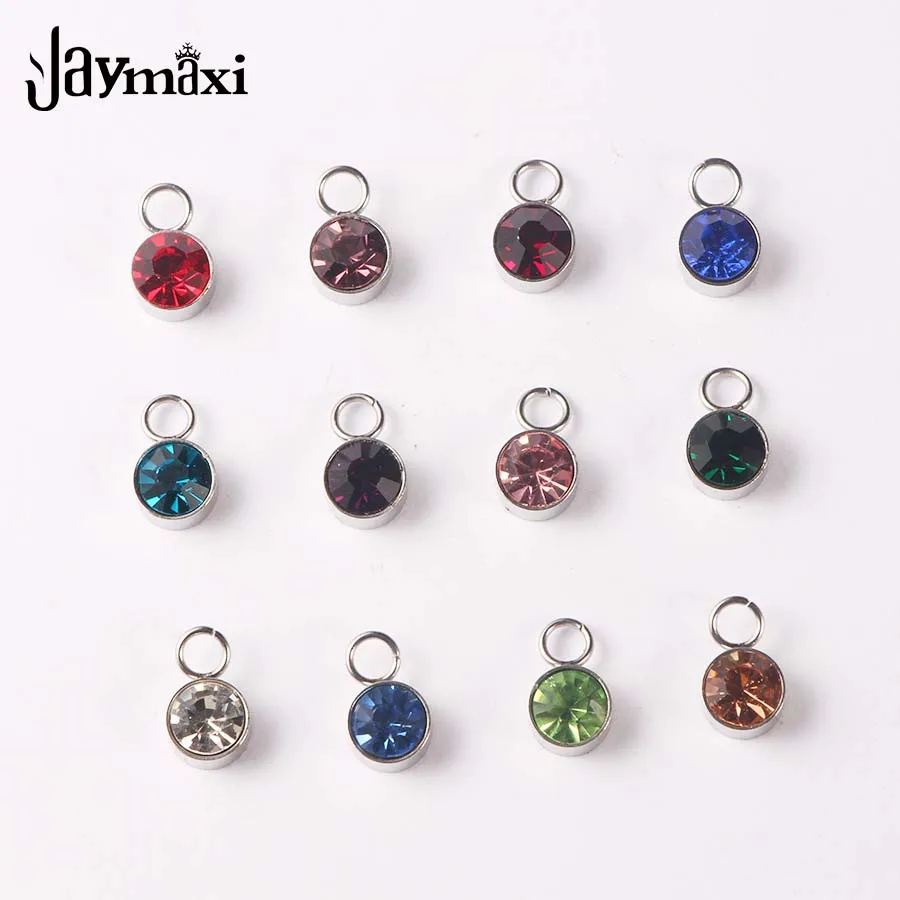 Jaymaxi 12 подвески из камня на день рождения круглые 6 мм Стразы Подвески DIY браслет