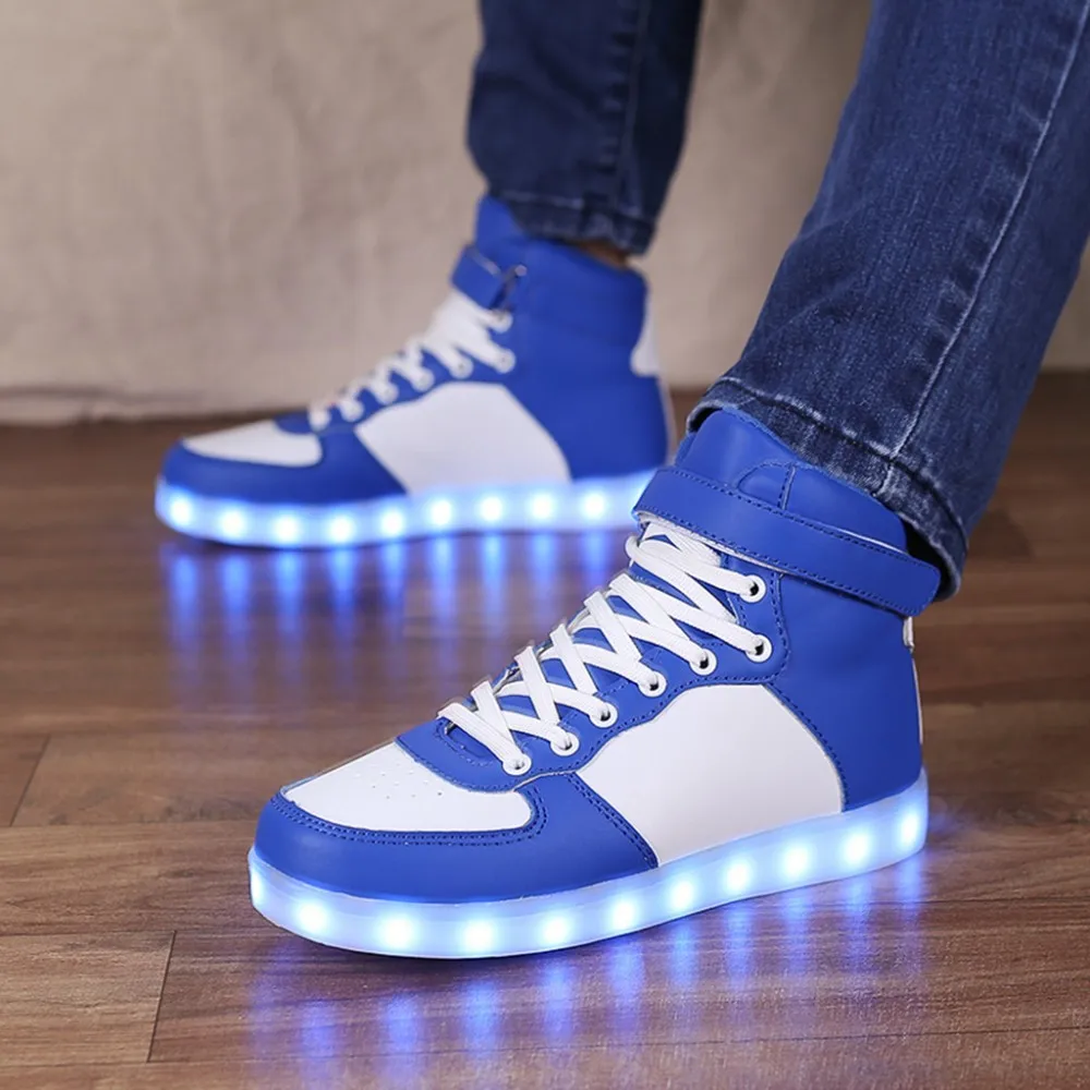 Высокие ПРИВЕЛО обувь мужской USB Зарядка неон корзина Пара Flash новый теннис