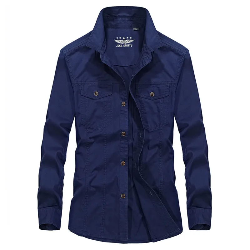 ZDI855 Dark blue Осенние мужские повседневные брендовые чистый хлопок оранжевые красные рубашки мужские весенние afs jeep хаки размера плюс рубашки с длинным рукавом армейский Топ - Цвет: ZDI855 Dark blue