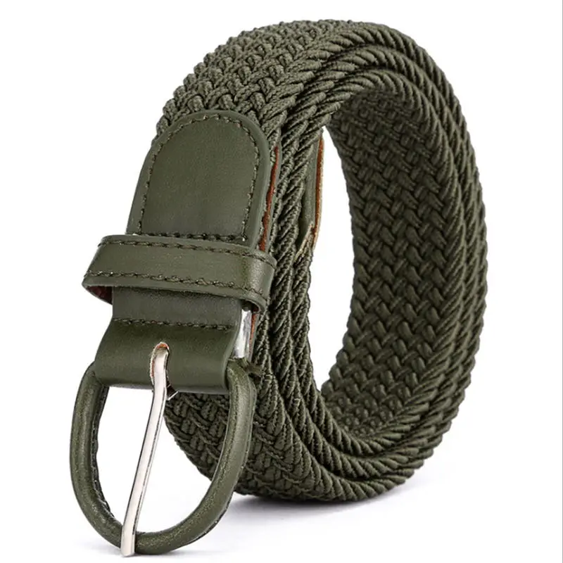 Green BOKADIAO мужской и женский эластичный пояс с пряжкой плетение эластичная ткань пояс 105 см Роскошные джинсы ремни для мужчин пояс белый ремень мужской - Цвет: Green