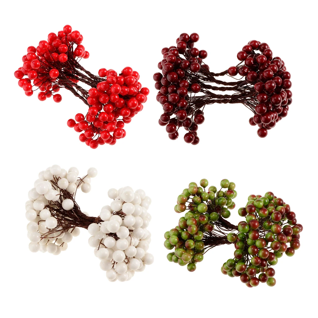 

20-mini Branch Artificial Berries Christmas Wedding Bouquet Wreath 400Pcs DIY Craft Home Floral Decor Craft