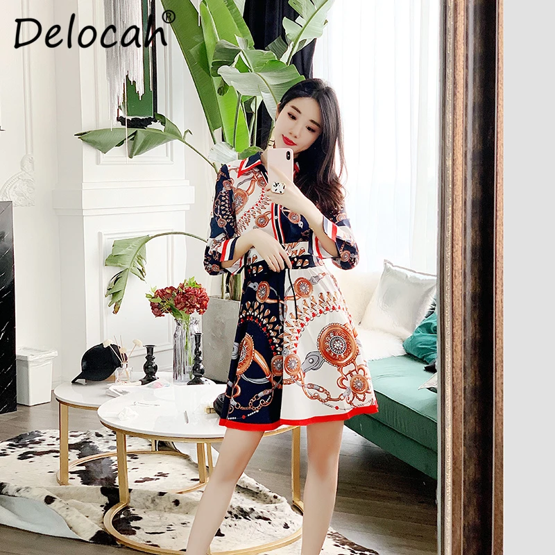 Женское платье с длинным рукавом Delocah модельное дизайнерское винтажное