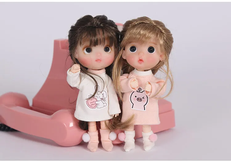 Ob11 obitsu 11 Одежда для кукол Толстовка 1/12 BJD одежда красивый узел свинка сестренка круглая голова платье аксессуары