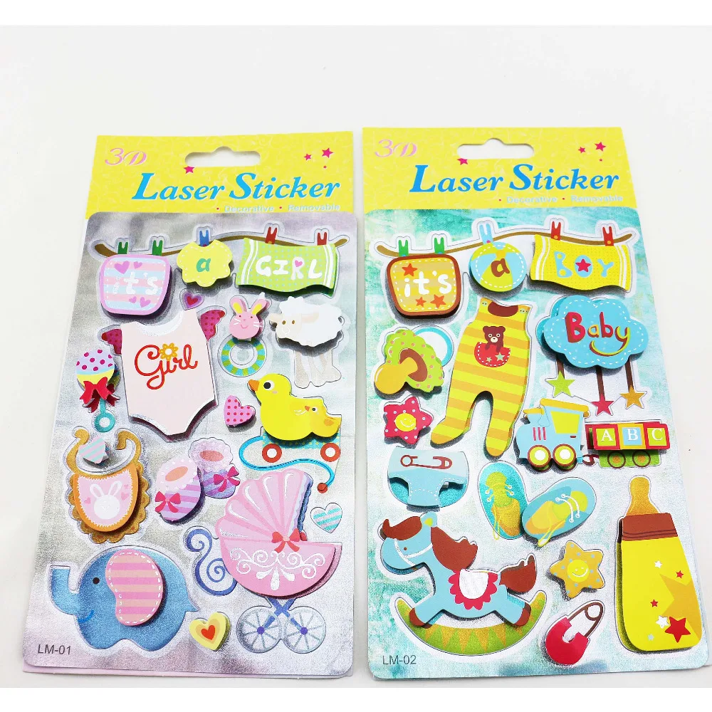 

kawaii scrapbooking laser paper sticker set 3D happy birthday cute animal DIY adhesive papercraft 4sheets/lot