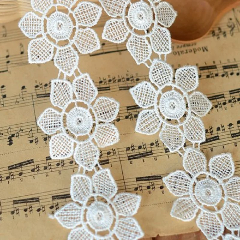 Аксессуары белые кружевные растворимые цветы ширина 5 см|lace cm|flower lacewhite lace |