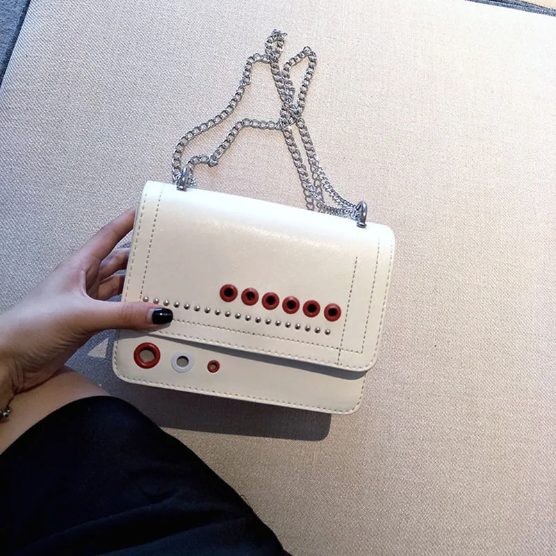 Курьерские сумки с заклепками Модные женские Clains Сумки Белый Кнопка Лето Crossbody