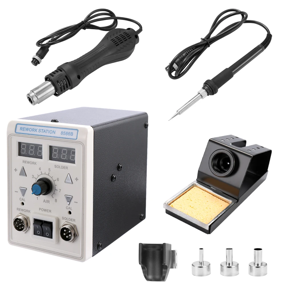 Паяльник с двойным дисплеем 2 в 1 паяльная станция горячим воздухом + паяльник