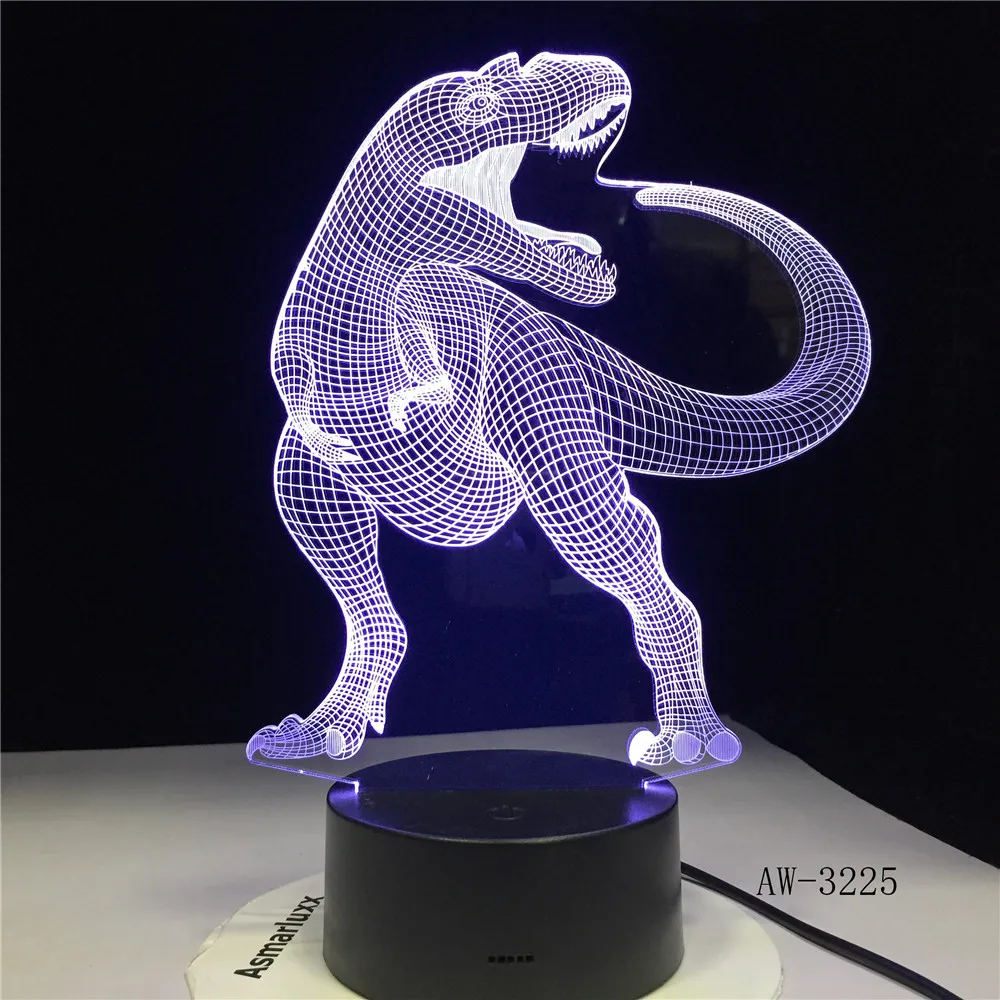 3D светодиодный Иллюзия лампы динозавра Оптическая иллюзия света 7 Цвет мульти ed