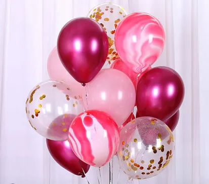 mix 12pcs 12 шт./лот латексные шары цвета металлик, золотистый, серебристый, розовое золото, свадебные конфетти украшения на День святого Валентина - Цвет: mix 12pcs