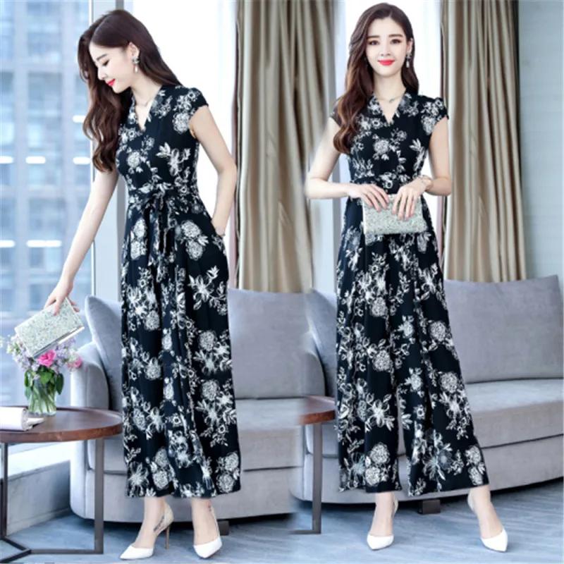 Женский шифоновый комбинезон в стиле бохо Свободный Повседневный с короткими