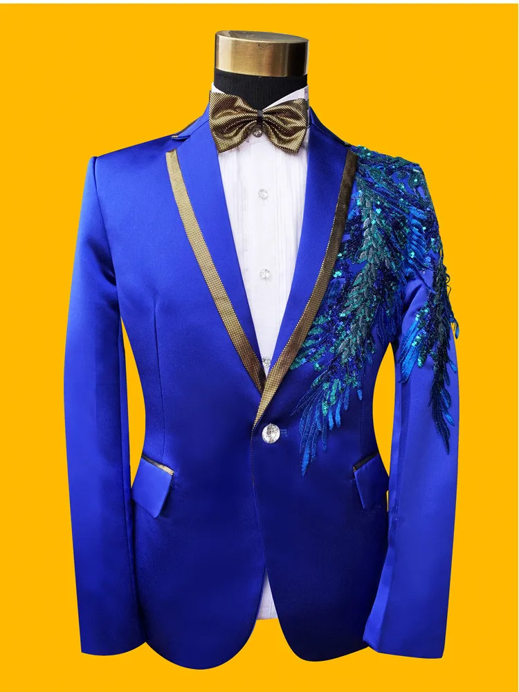 Костюм мужской формальный с блестками синие блейзеры и брюки для хора