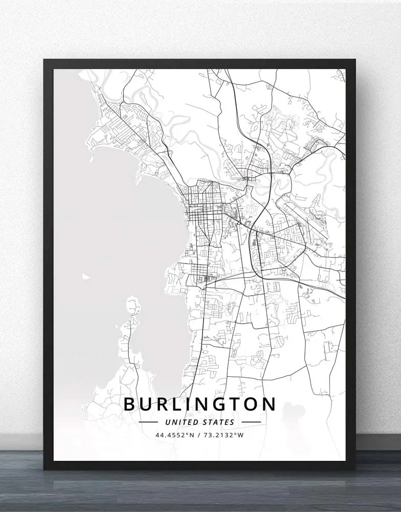 Постер карты США Burlington VT Vermont|Рисование и каллиграфия| |