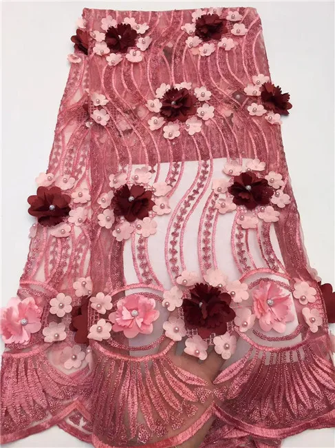 Французский кружевной ткани с 3D цветы 2019 Высокое качество Африканский тюль