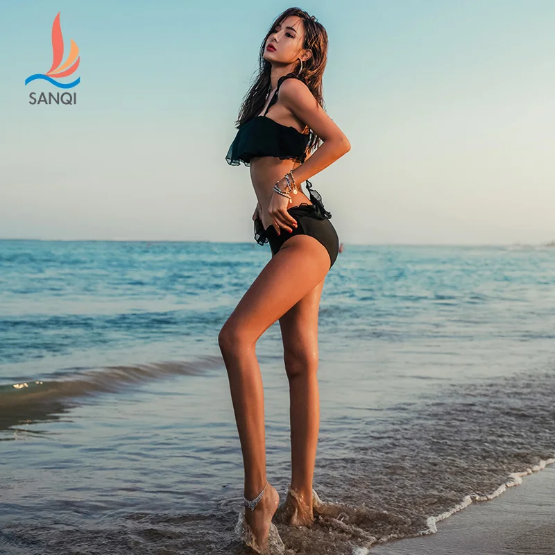 Купальник SANQi женский треугольный Модный с присборенной грудью для студентов |