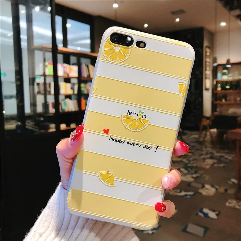 Fashion Cool Sumer 3D Lemon Fruit Design Patterned Soft TPU Frame Case for iphone8 7 6 6S PLUS X 5S 5 SE |